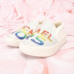 Michael Kors Kid Girls Jem Split Sneakers Tennis Shoes Size 6 White/Rainbow